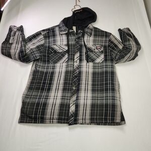 ⭐️Dickies Relaxed Fit Hooded Quilted Jacket – Size XL | Grey/Black Plaid 